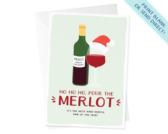 Ho Ho Ho Merlot - Funny Christmas Holiday Card Ho Ho Ho Merlot - Funny Christmas Holiday Card