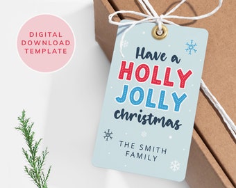 Personliga juletiketter, redigerbar familjejulhängetikett, julklappsetikett, anpassade namnetiketter, utskrivbar mall, mall