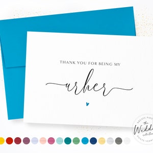 Thank You For Being My Usher | Usher Thank You Card | Grooms Party Wedding Day Card | Usher Appreciation Card | Calligraphy Card
