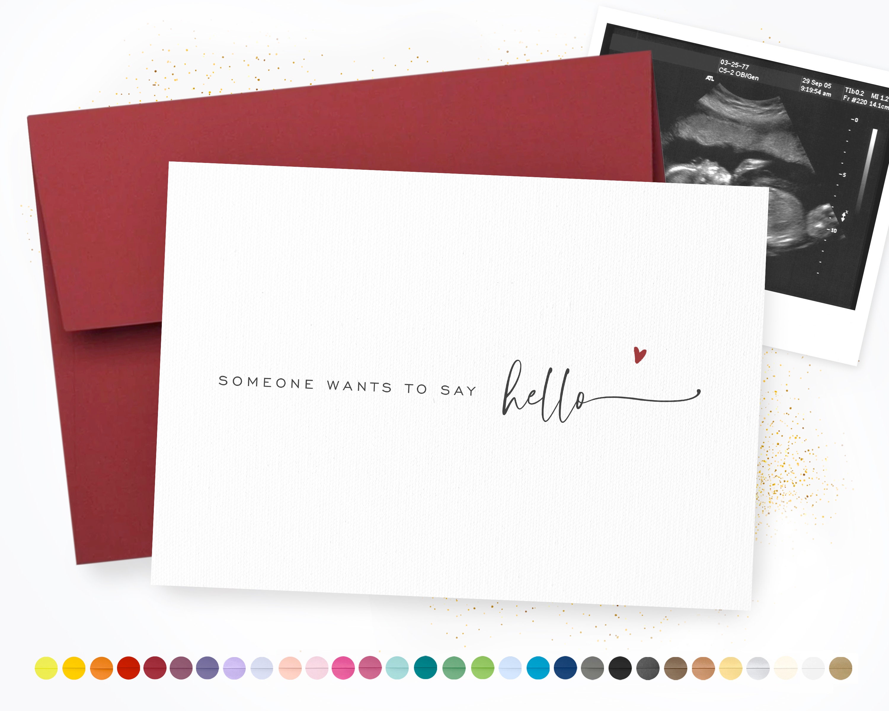 Someone Wants to Say Hello, Simple Pregnancy Announcement Card, Personalized Card, Ultrasound Photo Card, We're Expecting, Baby Announcement
