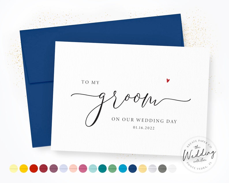 To My Groom Dated Wedding Card On Our Wedding Day Note to Groom Groom Wedding Day Card Husband Wedding Day Card to Groom image 1