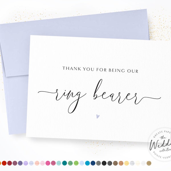 Thank You For Being Our Ring Bearer | Ring Bearer Card | Bridal Party Wedding Day Card | Ring Bearer Appreciation Card | Calligraphy Card