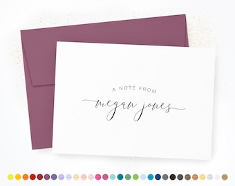 Personalized Folded Note Cards & Envelopes, Signature Note Cards, Personalized Stationery with Name, Wedding Gift, Set of 10