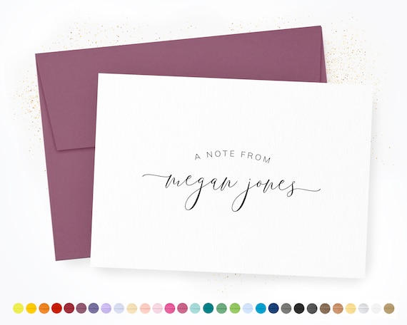 Personalized Folded Note Cards & Envelopes, Signature Note Cards, Personalized Stationery with Name, Wedding Gift, Set of 10