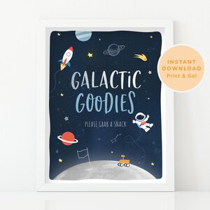 Space Party Sign Galactic Goodies Space Themed Food Sign Poster Outer Space Solar System Instant Download #KP017