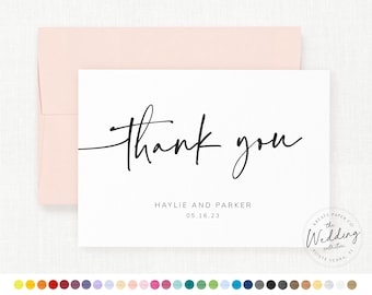 Set of 10 Thank You Cards, Wedding Thank You Card Set, Personalized Thank You Card, Wedding Thank You Notes, Married Name, Box Set, #HAYLIE