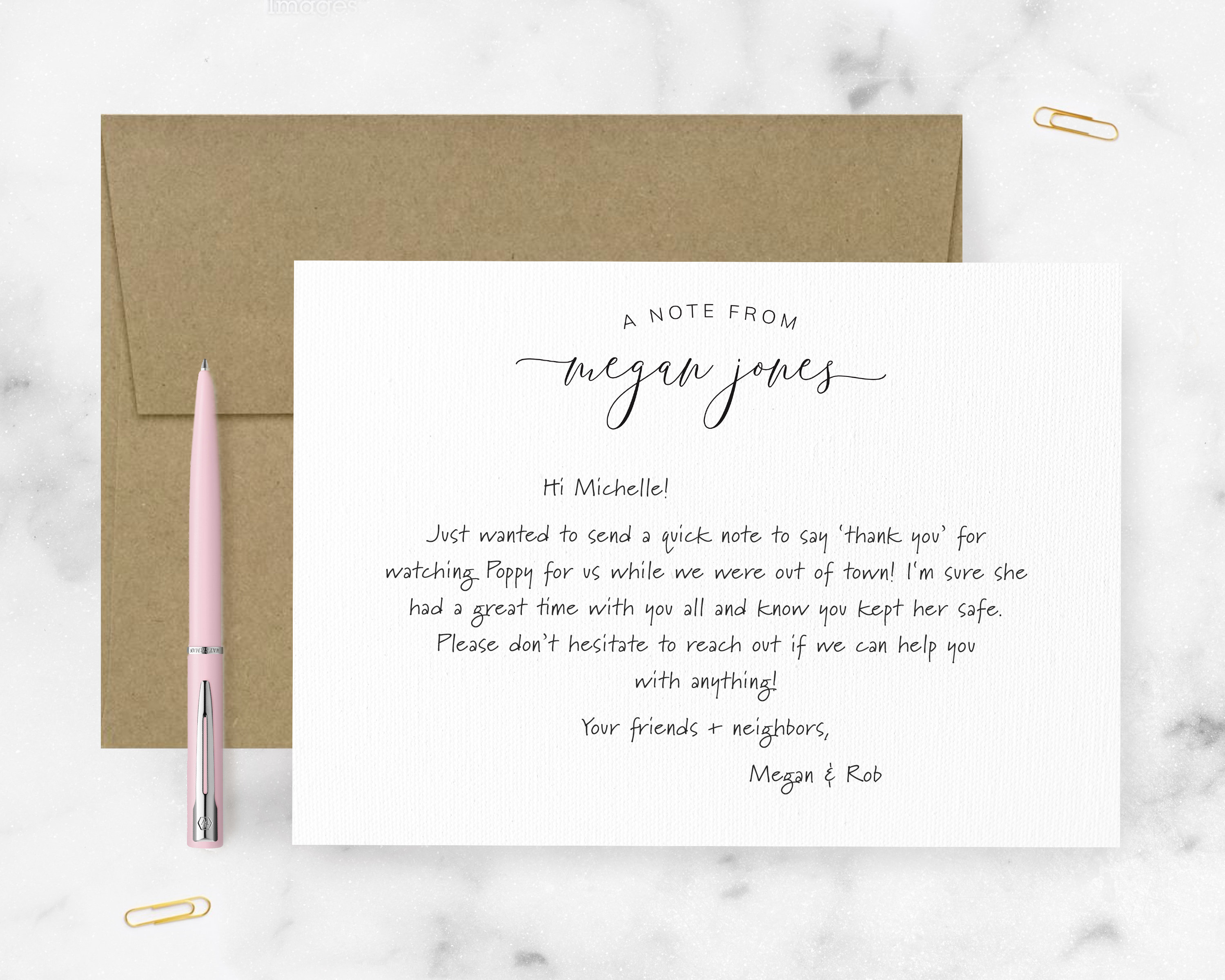 Personalized Note Cards & Envelopes Signature Flat Notecards Etsy