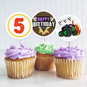 Monster Truck Cupcake Toppers, Monster Jam Cake Topper, Car Theme Cake Topper, Hot Wheels, Monster Truck, Instant Download, #KP042