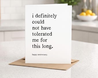 Funny Anniversary Card for Husband or Wife, Sarcastic Anniversary Card, Funny Marriage Card, Adult Humor Relationship Card, Tolerate Me