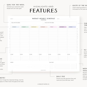 Weekly Hourly Schedule Planner Digital Download - Daily to Do List ...