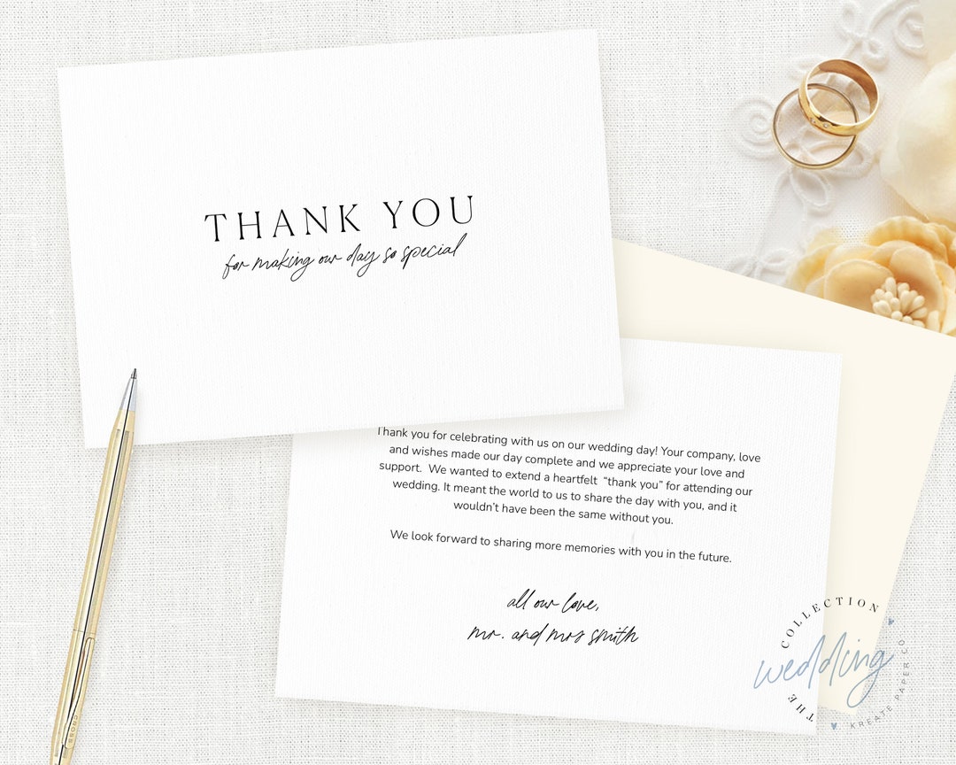 Set of 10 Thank You Notecards, Wedding Thank You Card Set, Personalized ...