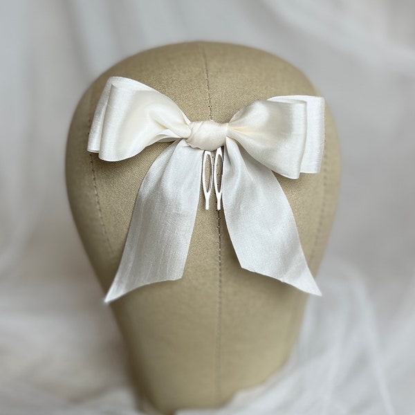 Silk Double Bow Bridal Hair Comb