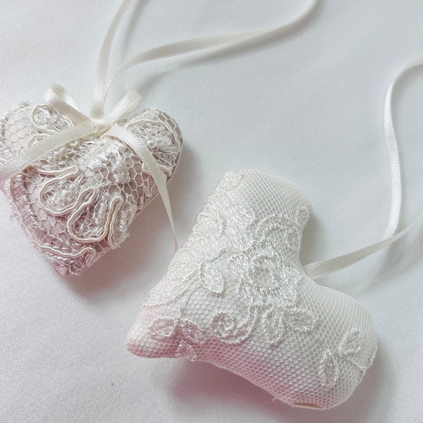 Heart Ornament made from YOUR wedding dress- a wedding memento keepsake for Valentines and Anniversary gifts