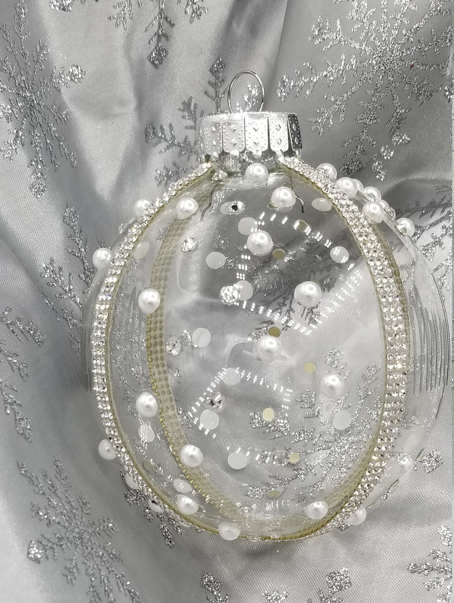 Rhinestone and Pearl Christmas Ornament Etsy