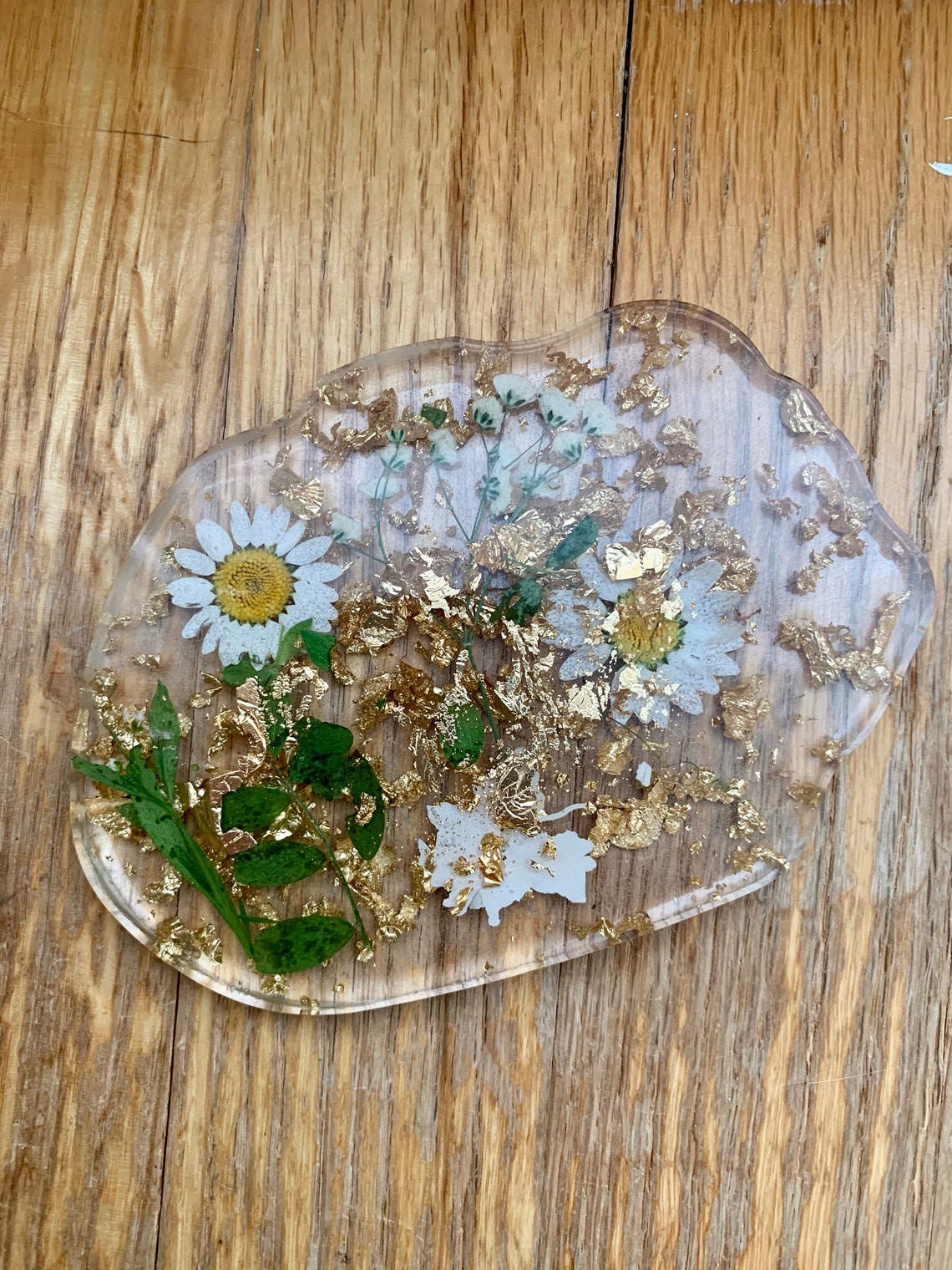 Decorative Handmade Resin Coaster Flowers & Glitter Etsy