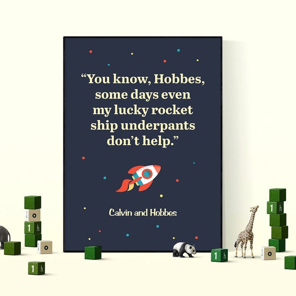Calvin and Hobbes - Lucky Underwear Quote - Printable Poster