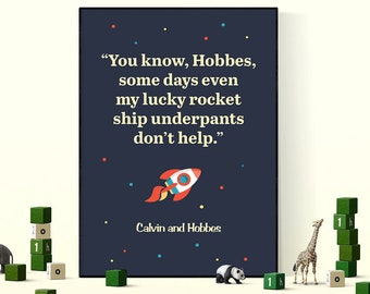 Calvin and Hobbes - Lucky Underwear Quote - Printable Poster