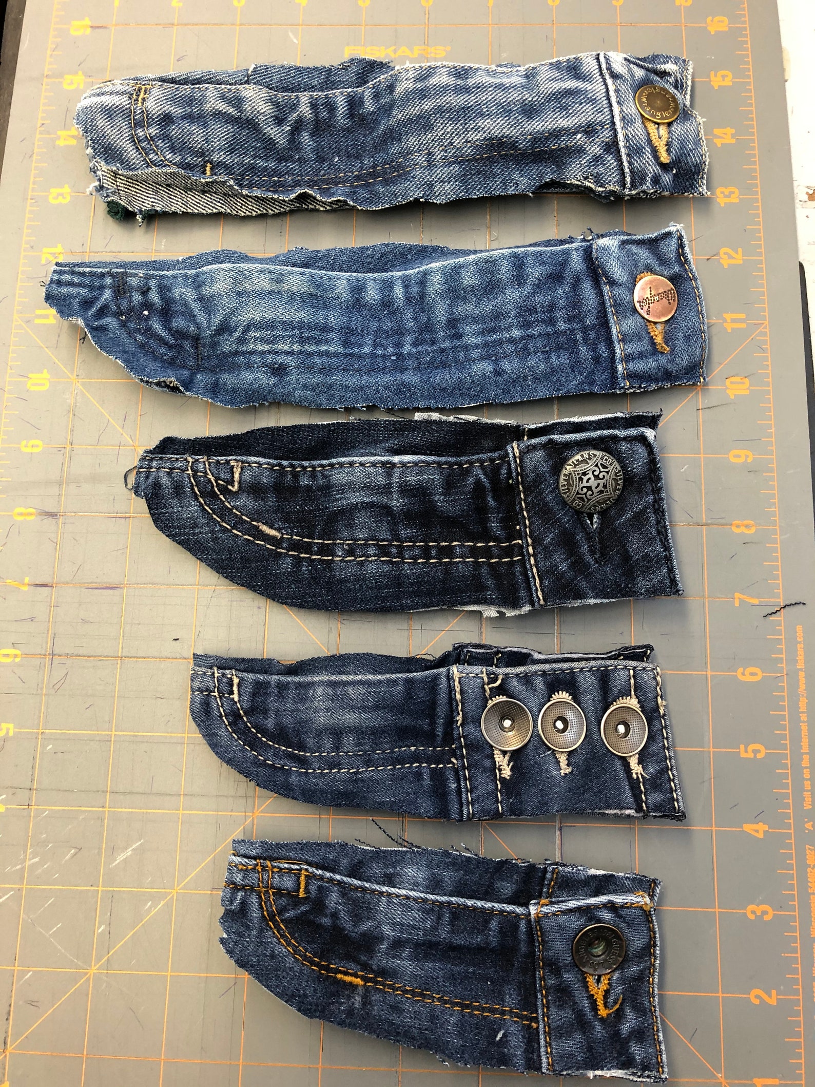 5 Recycled jeans zipper with button fly. Exactly as shown. Etsy