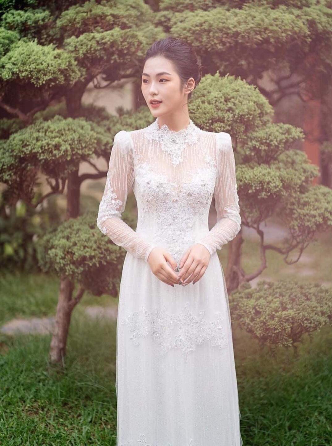 Elegant Vietnamese White Wedding Ao Dai Dress in Lace Etsy