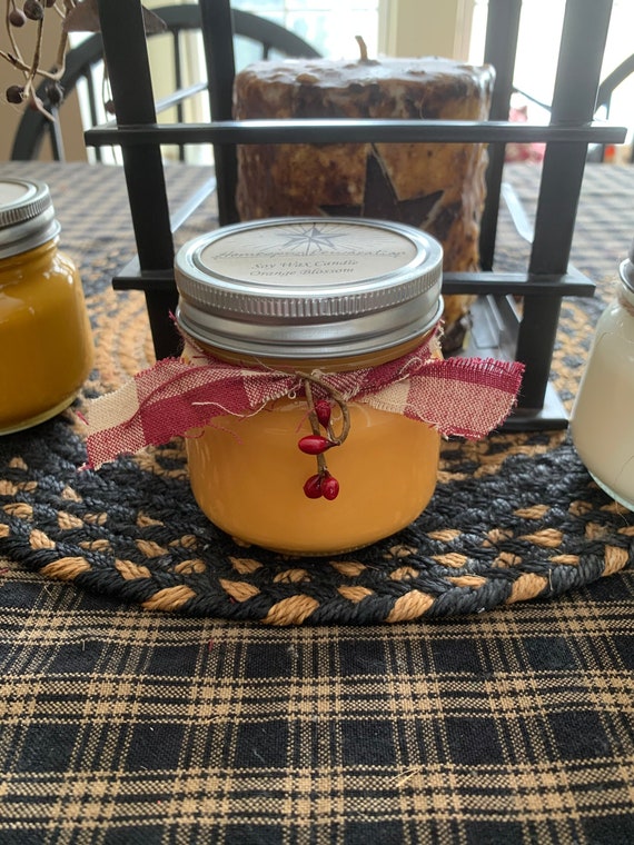 Mason jar soy wax candle. 8 oz clear jar with lid. Home Etsy