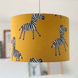 Zebra Lamp Shade, Safari Lampshade, Animal Lamp, Zoo Theme, Safari Theme, Mustard Yellow, Nursery Lampshade.