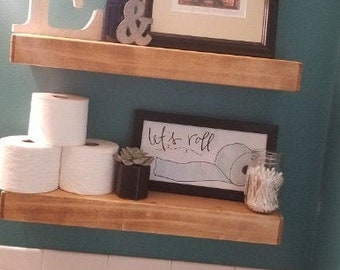 Simple Rustic Wooden Floating Shelf -Set of 2 - Great for Bathroom or Anywhere in the House!