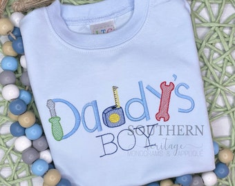 Daddy’s Boy Tool Name Embroidered Shirt/Romper