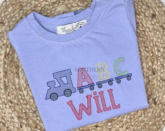 ABC Train Back to School Personalized Embroidered Shirt/Dress/Romper/Bubble