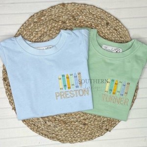 Back to School Crayon Line Personalized Embroidered Shirt/Dress/Romper/Bubble