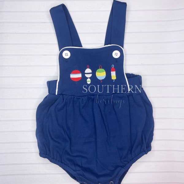 Fishing Bobber Lures Embroidered Sunsuit Bubble