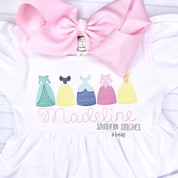 Princess Dress Sketch girls Embroidered Ruffle Etsy