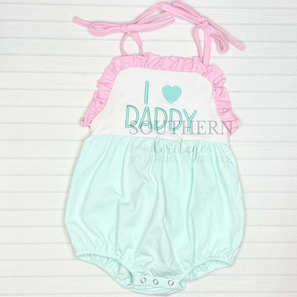 I Love Daddy Ruffle Tie Sunsuit Bubble Romper