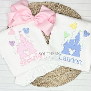 Magical Castle with Balloons Appliqué Shirt/Dress/Romper/Bubble