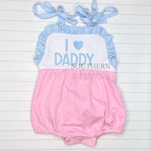 I Love Daddy Ruffle Tie Sunsuit Bubble Romper