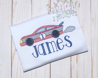 Drag Race Car Embroidered Shirt
