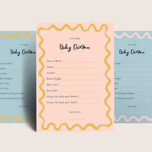 Cuestionario de tarjeta de juego Truly Madly Baby Shower / A6 / Archivo digital imprimible personalizable / Descarga instantánea / Plantilla Canva