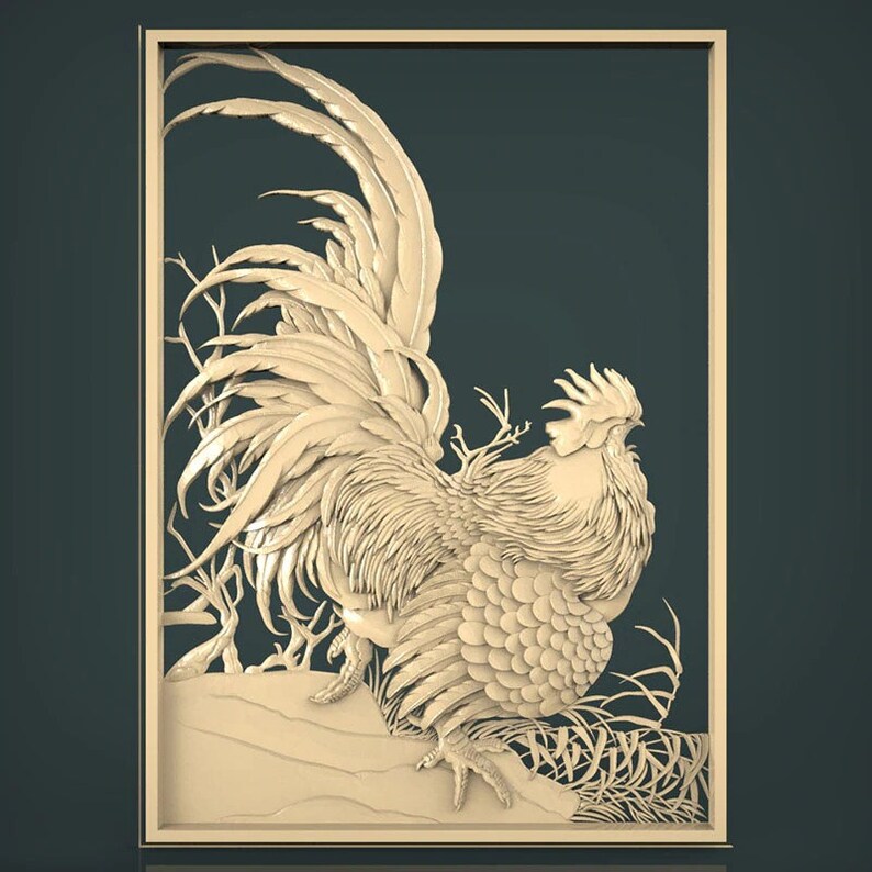 chicken cock 3D model relief in STL file format for cnc router 3D printers carving and engraving