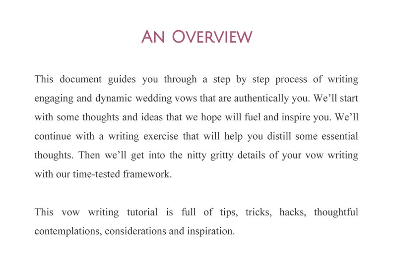 Wedding Vow Guide & Step by Step Tutorial How to Write Unique Wedding Vows Non Religious Wedding Vows Unique Engagement Gift image 2