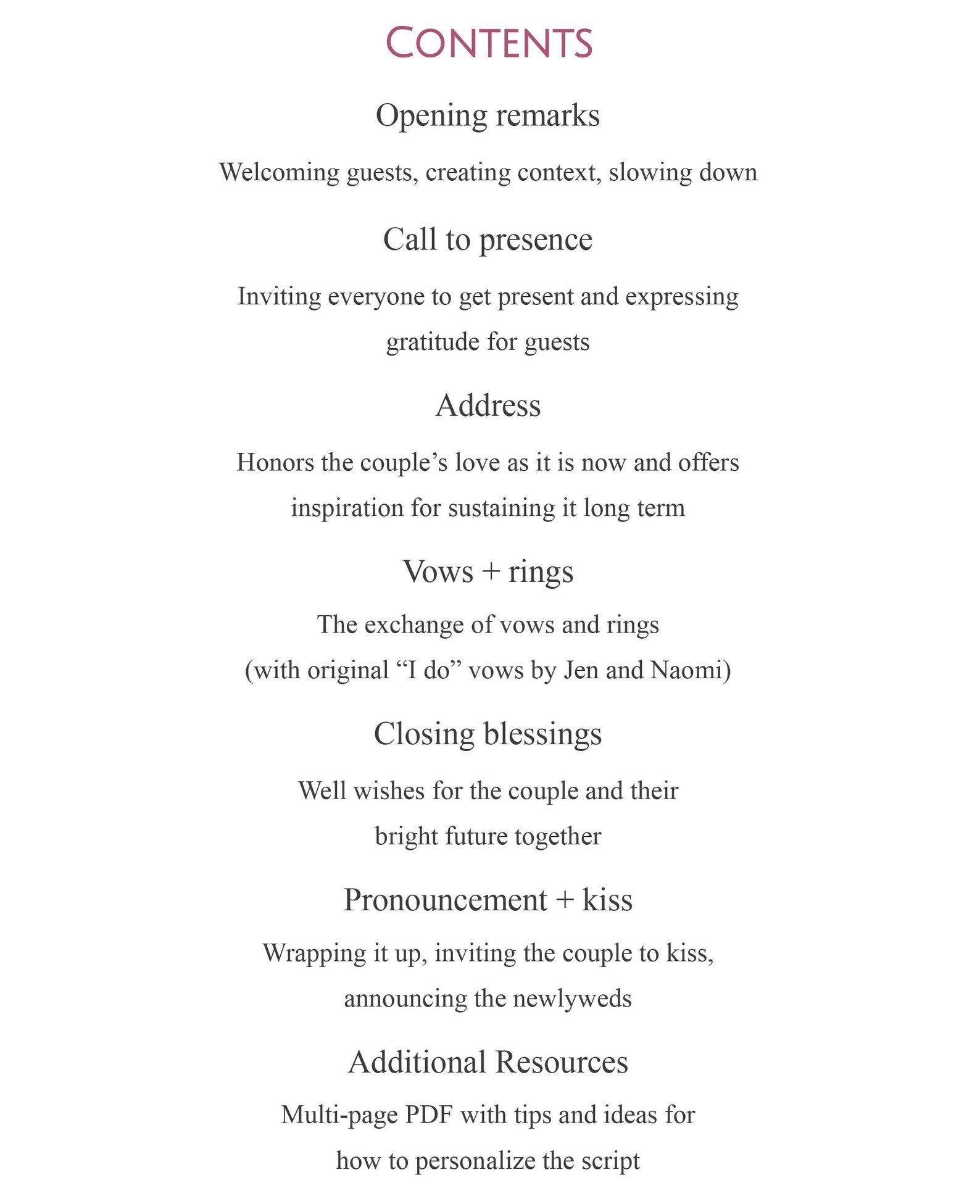 Thoughtful Wedding Ceremony Script | Pausing for Love | Non Traditional ...
