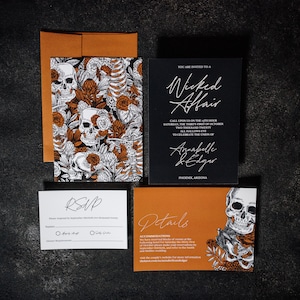 convites de casamento de halloween, convites de casamento góticos, inspiração para casamento grunge, inspiração para casamento de halloween, convites de casamento de caveira