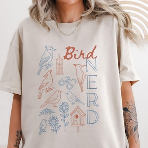 Bird Nerd T-Shirt, Doodle Birdwatcher Shirt, Bird Nerd Tee, Bird Watcher T-Shirt, Bird Lover T-Shirt, Gift For Bird Lover, Bird Lover Tee