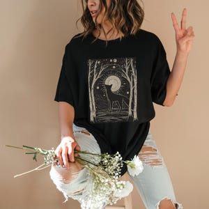 Forest Fox Lino Print Shirt, Whimsigoth Fox Shirt, Folklore Vintage Forestcore TShirt, Folk Art Linocut Fox T-Shirt, Cottagecore Aesthetic