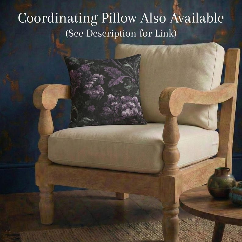 Dark Floral Botanical Woven Throw, 100% Cotton Dark Academia Gothic Blanket, Whimsigoth Tapestry, Cozy Witchy Gift image 3