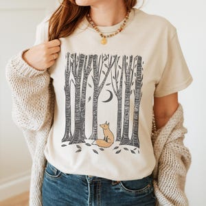 Cottagecore Fox Shirt, Folklore Forest Fox Lino Print Shirt, Vintage Forestcore TShirt, Folk Art Linocut Fox T-Shirt, Cottagecore Aesthetic