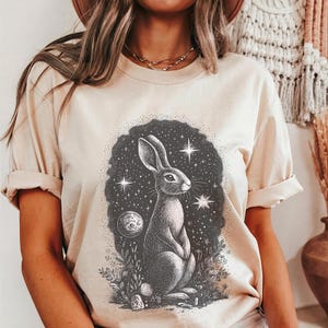 Whimsigoth Rabbit Shirt, Witchy Celestial Bunny Shirt, Fairycore Shirt, Goblincore Shirt, Sweet Bunnies, Forestcore, Dark Academia