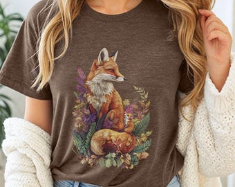 Whimsigoth Fox and Mouse Shirt, Fairy Grunge Cottage Core Gift For Fox Lover, Forestcore Fox Shirt, Fairycore Fox Shirt, Goblincore Shirt