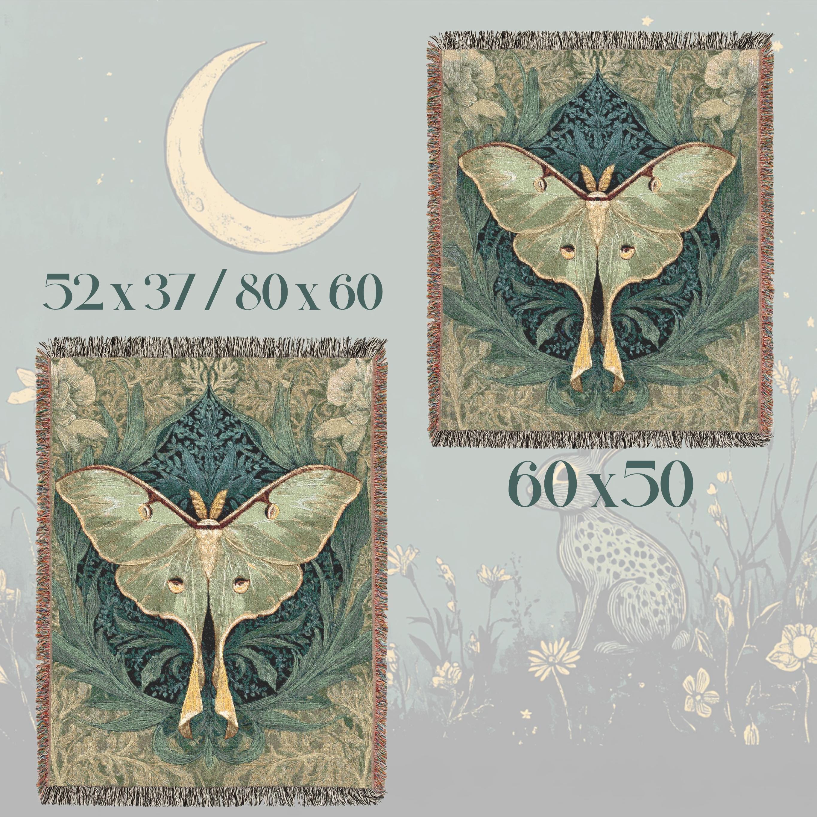 William Morris Sage Green Luna Moth Woven Throw – Art Nouveau Tapestry ...