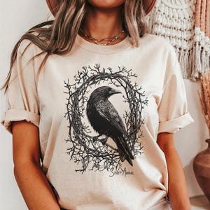Whimsigoth Crow Shirt, Fairy Grunge Cottage Core Gift For Crow Lover, Dark Academia Crow Shirt, Goblincore Shirt, Vintage Raven Witchy Shirt