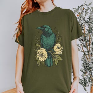Vintage Raven Shirt, Whimsigoth Shirt, Goblincore Shirt, Gothic T-Shirt, Witchy Shirt, Dark Cottagecore Crow T Shirt, Dark Academia Shirt.