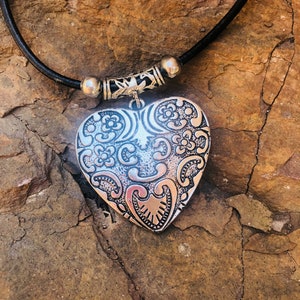 Valentine&#39;s Silver plated Heart Necklace on Leather Cord